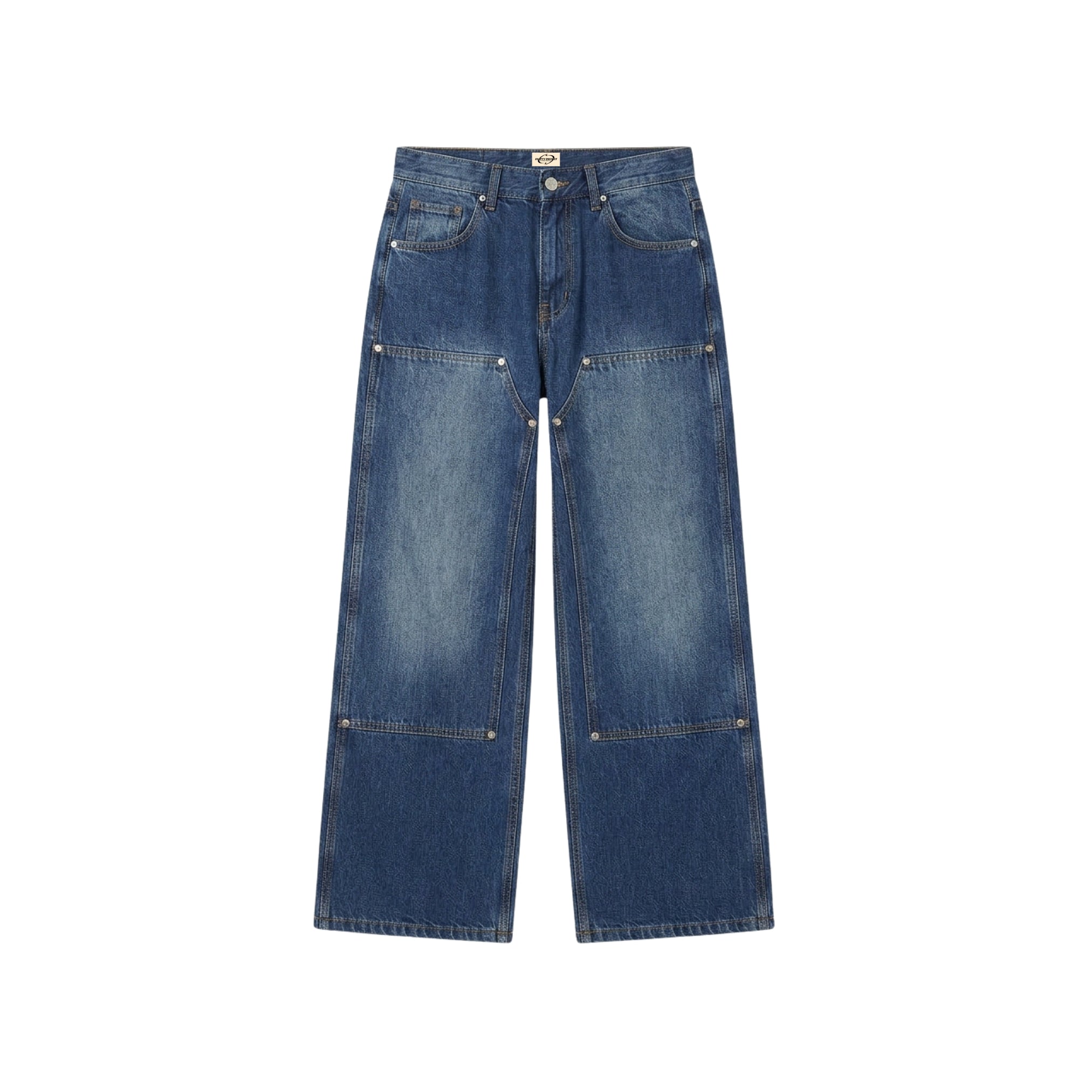 Double knee blue baggy jeans