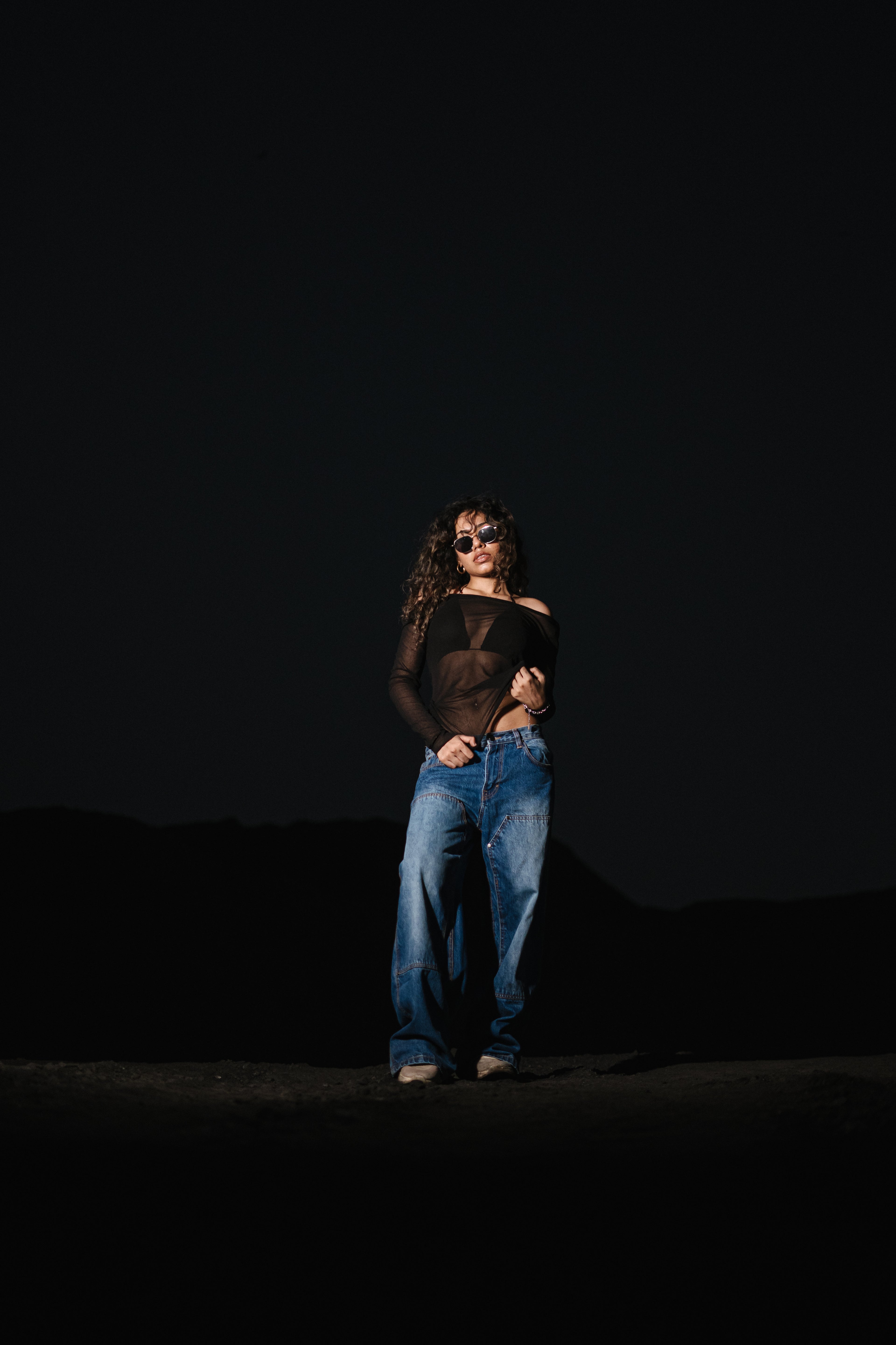 Double knee light blue baggy jeans