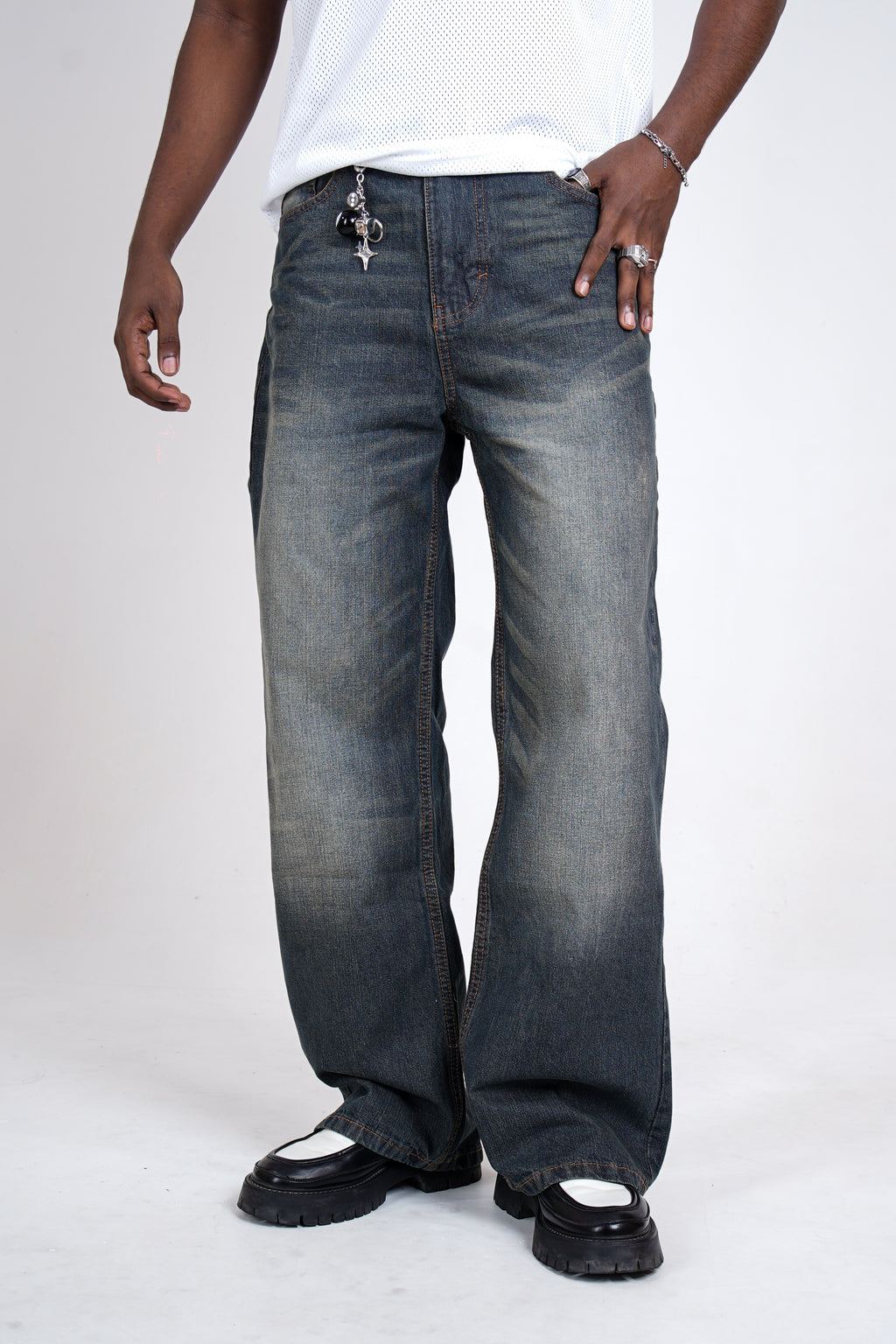 Whisker Blue Dirty Jeans For Him