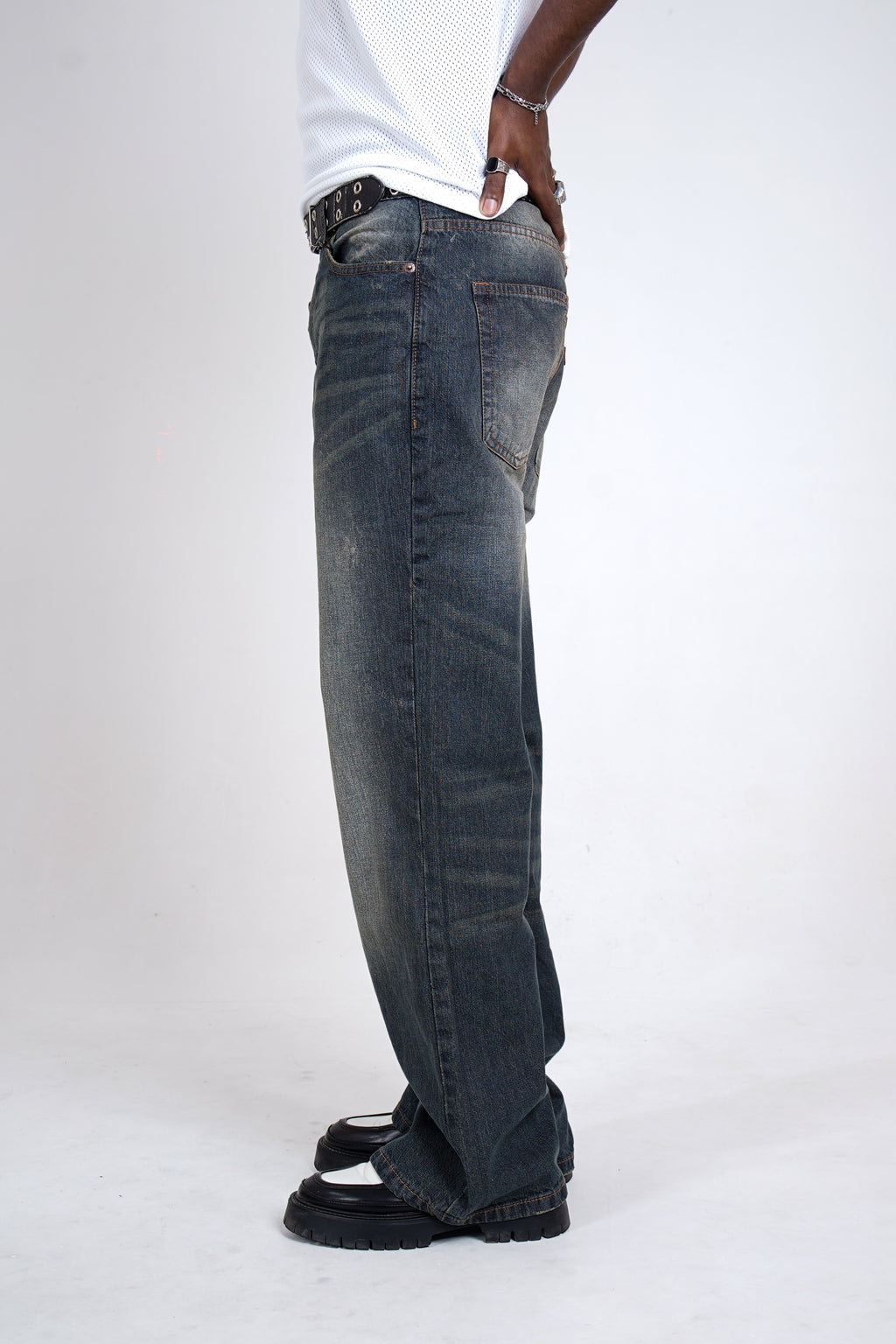 Whisker Blue Dirty Jeans For Him